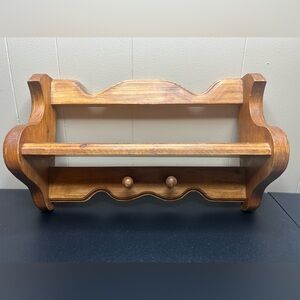 knick knack shelf - wood wall decor - 17" across - 2 hanging pegs